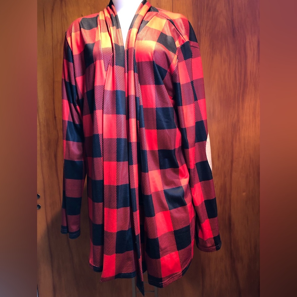 Red And Black Checker Stole 2X With Padded Elbows PF - Picture 2 of 6